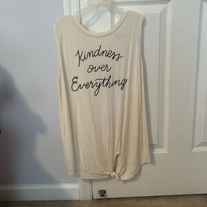 White t-shirt with cute message.